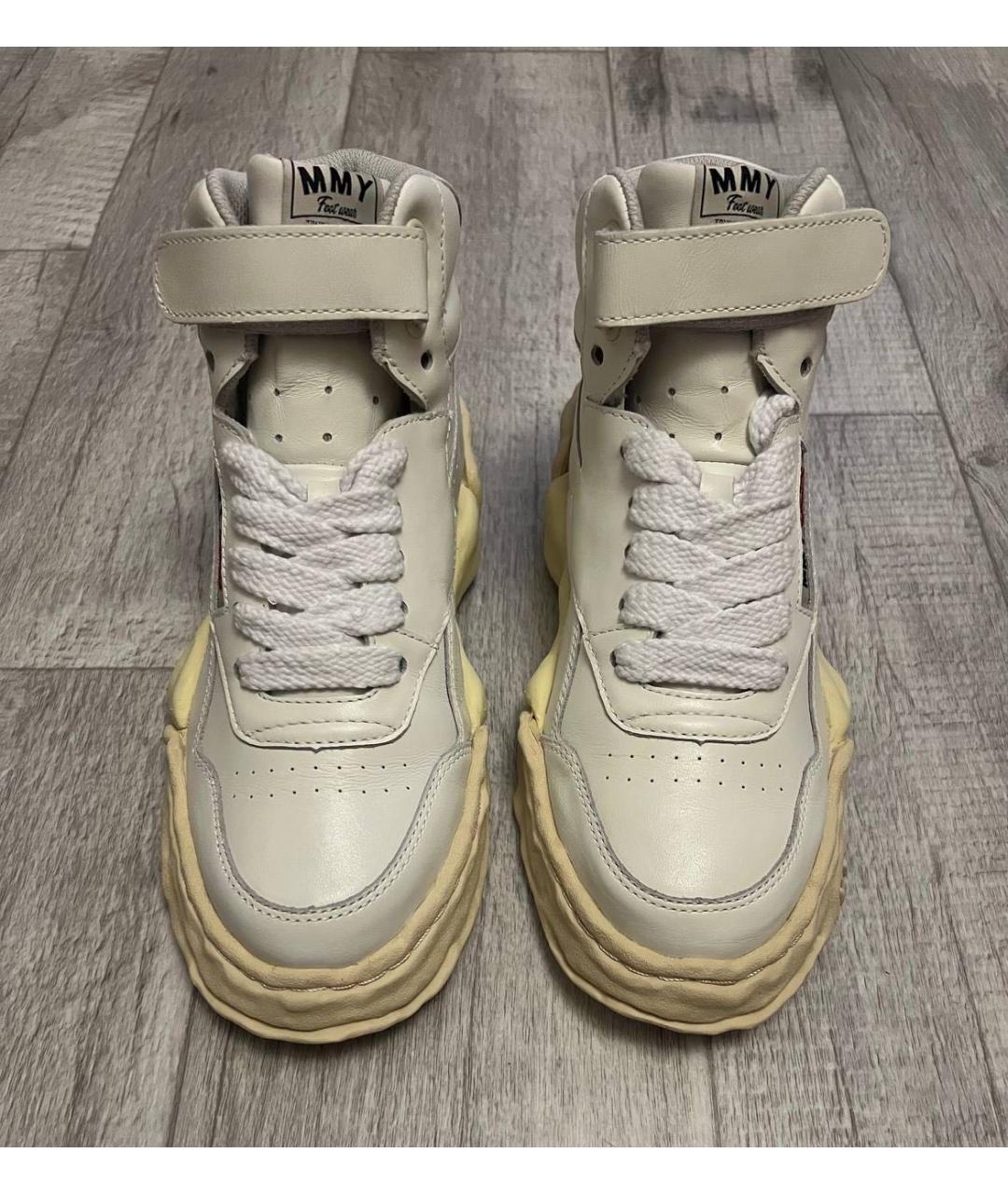 MAISON MIHARA YASUHIRO Белые кожаные высокие кроссовки / кеды, фото 3