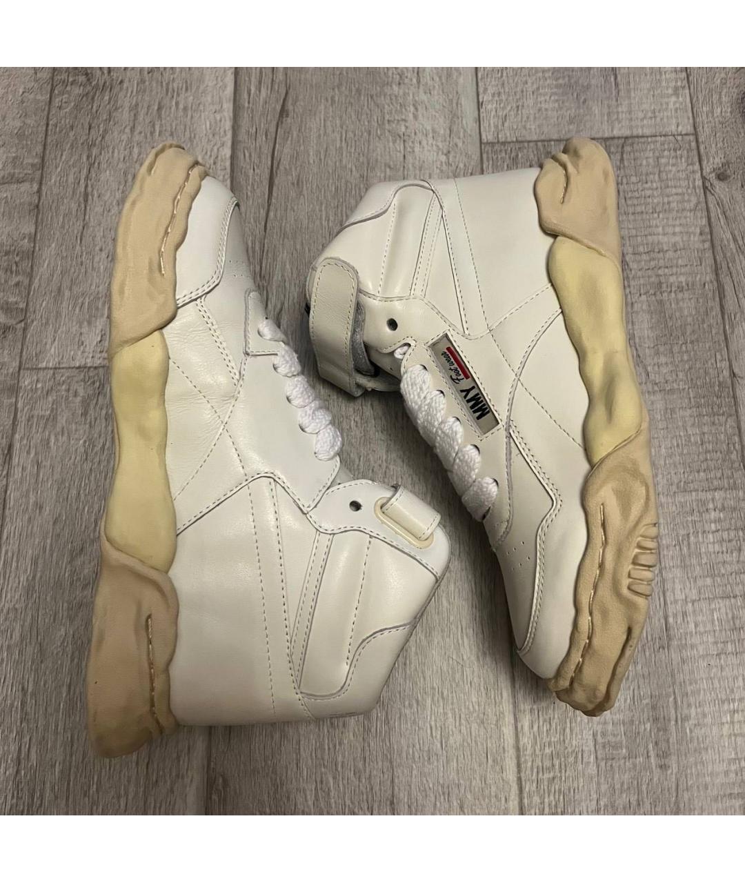 MAISON MIHARA YASUHIRO Белые кожаные высокие кроссовки / кеды, фото 5