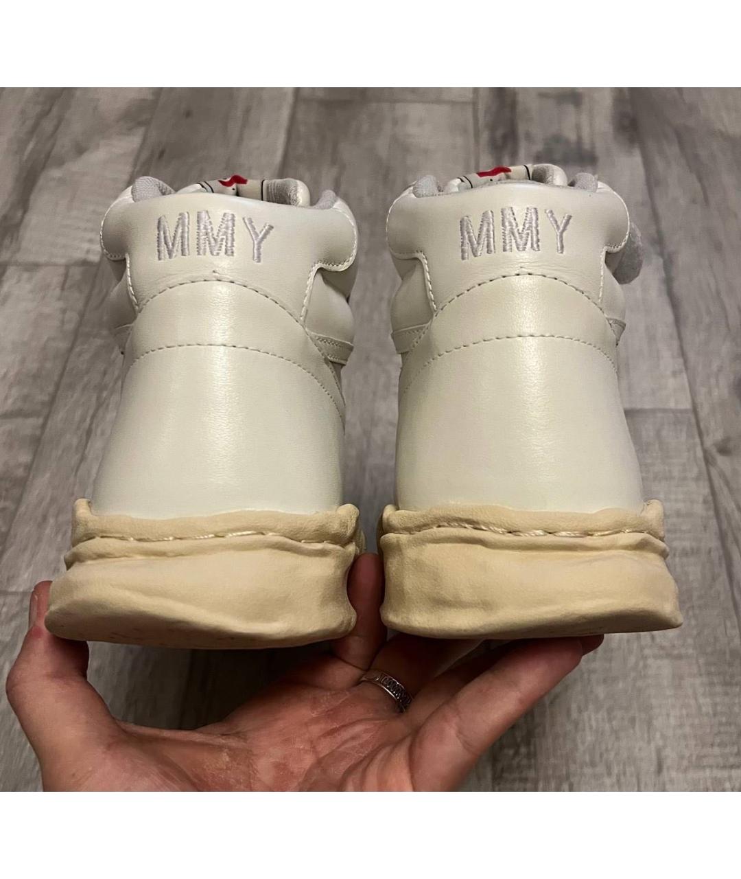MAISON MIHARA YASUHIRO Белые кожаные высокие кроссовки / кеды, фото 6