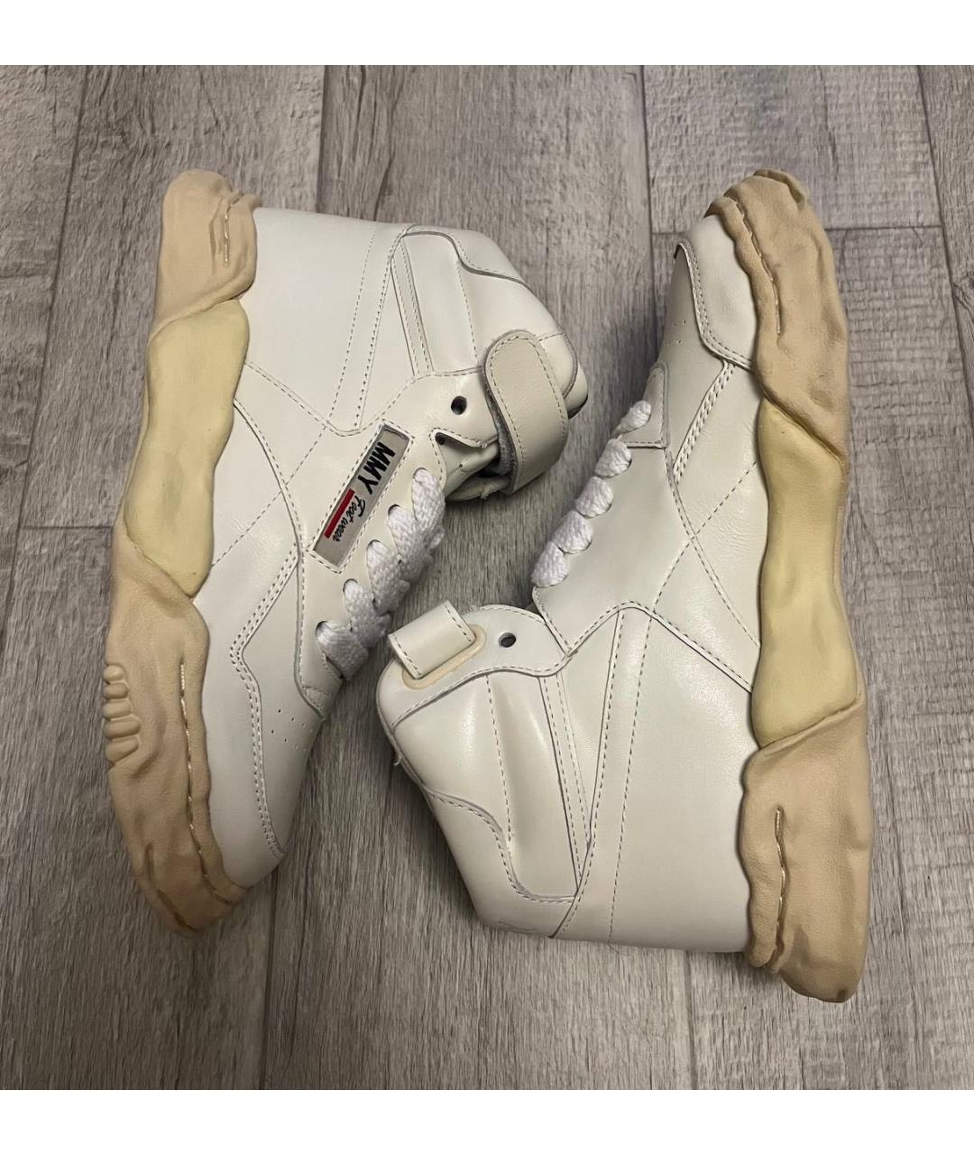 MAISON MIHARA YASUHIRO Белые кожаные высокие кроссовки / кеды, фото 4