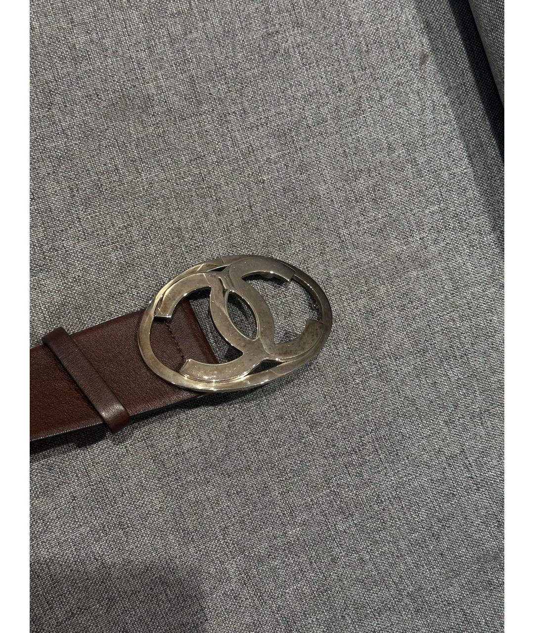 CHANEL Коричневый кожаный ремень, фото 2