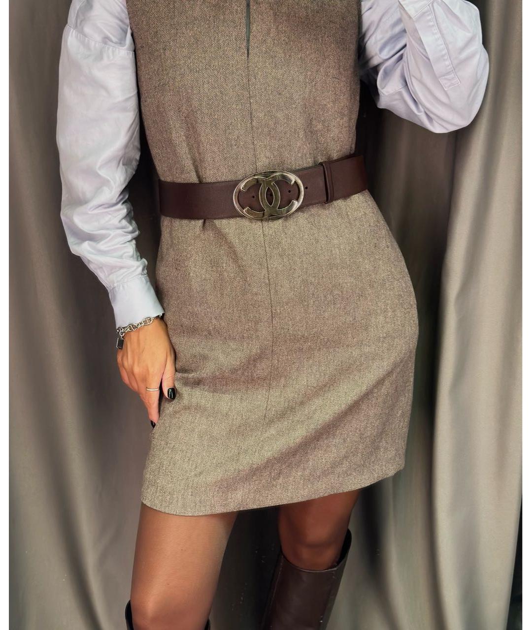 CHANEL Коричневый кожаный ремень, фото 7