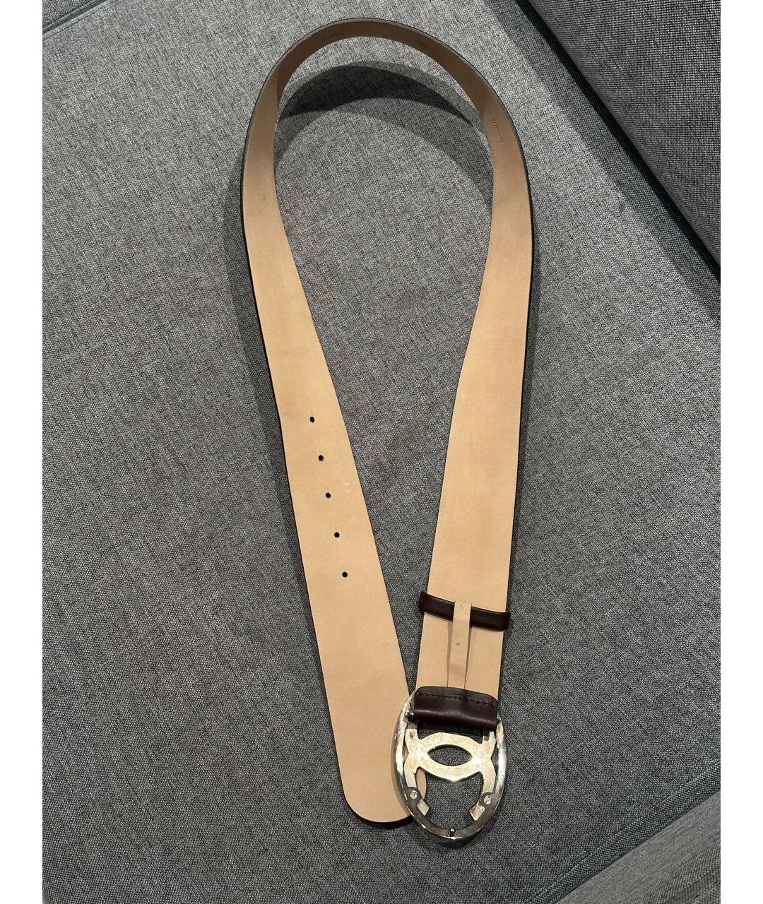 CHANEL Коричневый кожаный ремень, фото 4