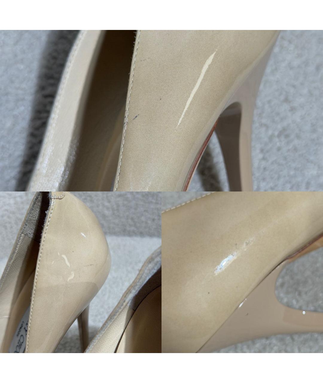 JIMMY CHOO Бежевые туфли из лакированной кожи, фото 7