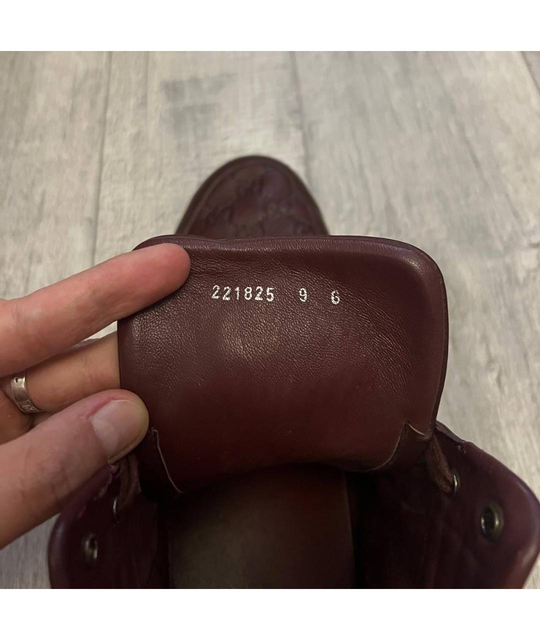 GUCCI Бордовые кожаные высокие кроссовки / кеды, фото 8