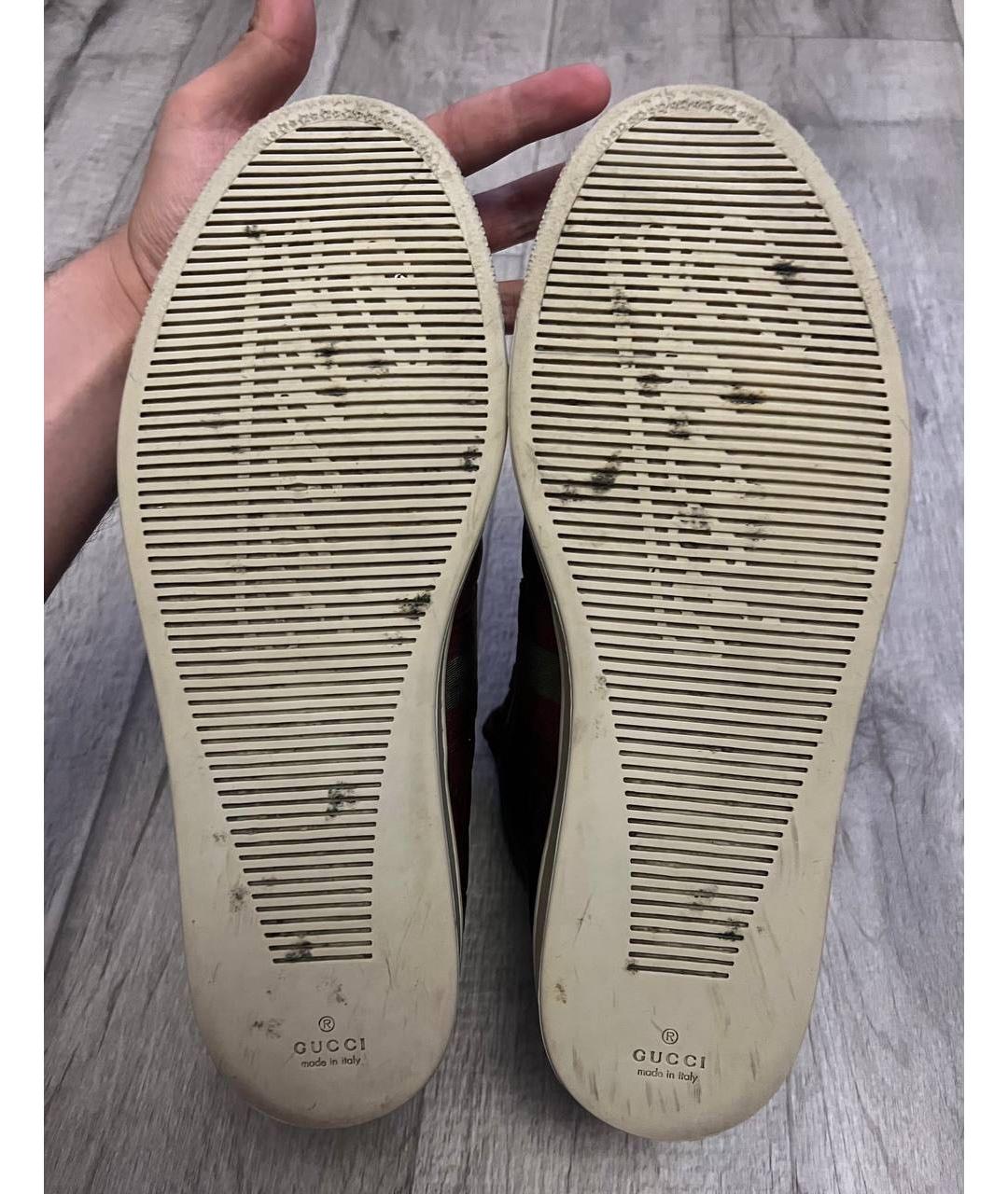 GUCCI Бордовые кожаные высокие кроссовки / кеды, фото 7