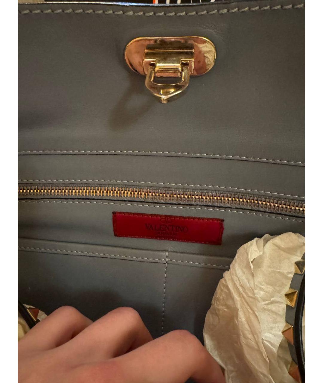 VALENTINO Голубая кожаная сумка с короткими ручками, фото 2