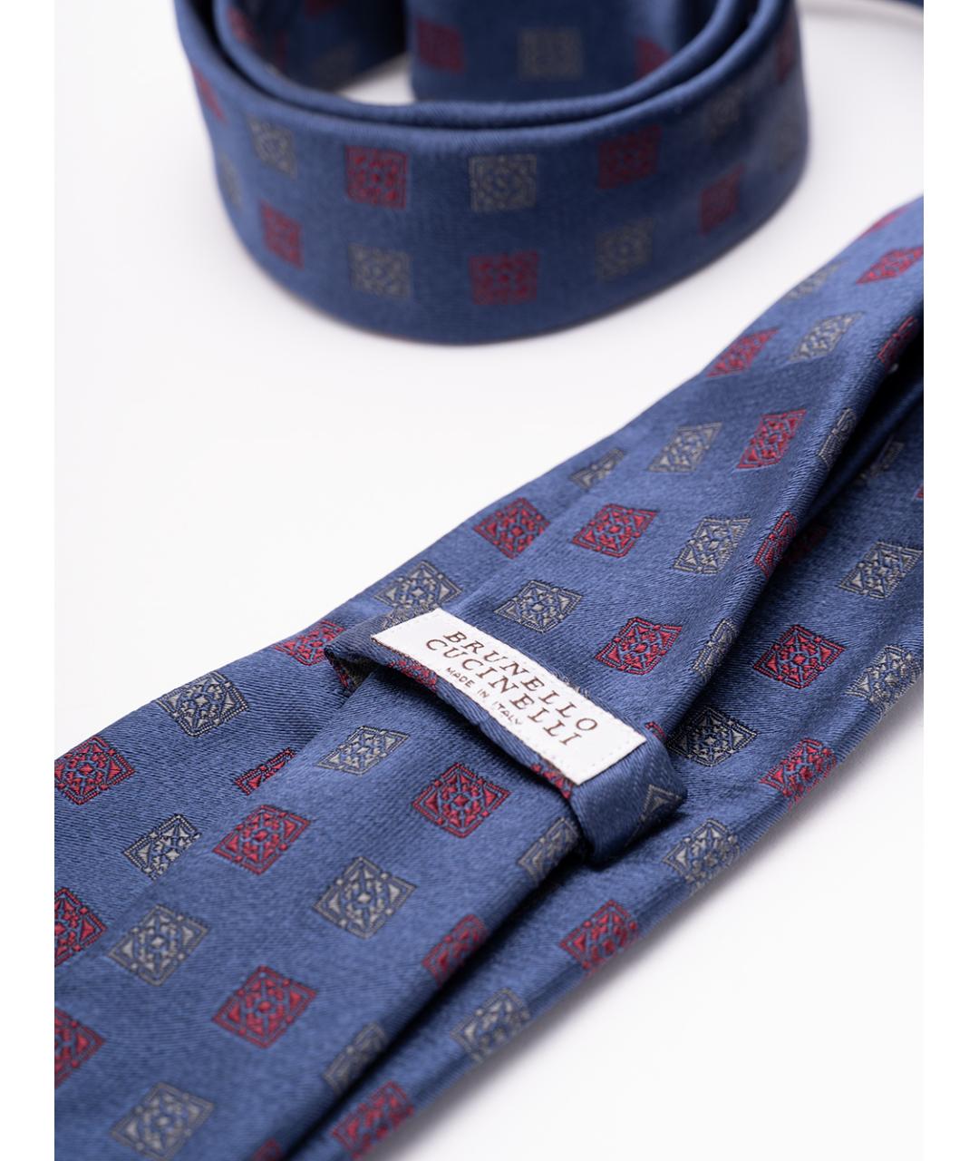 BRUNELLO CUCINELLI Синий шелковый галстук, фото 2