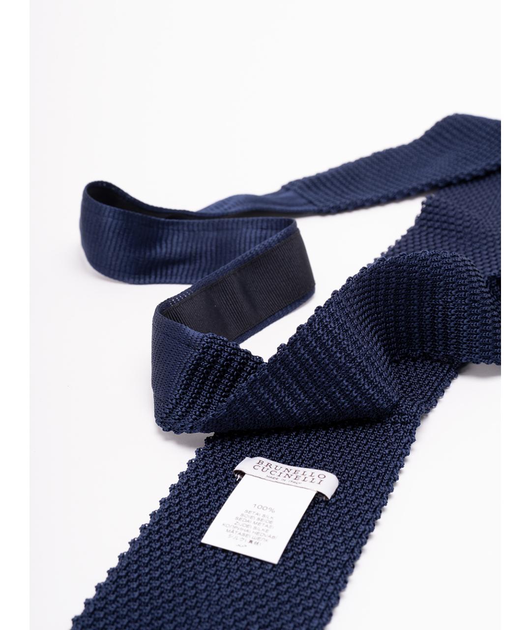 BRUNELLO CUCINELLI Синий шелковый галстук, фото 2