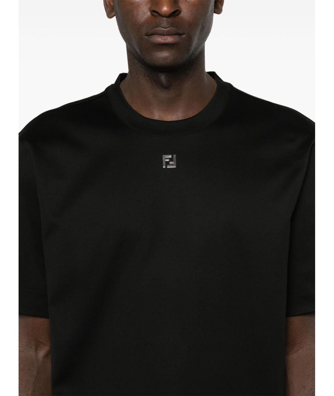 FENDI Черная хлопковая футболка, фото 4
