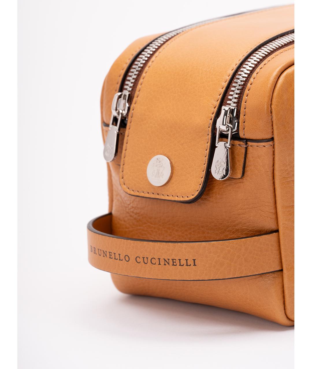BRUNELLO CUCINELLI Бежевая кожаная барсетка, фото 4
