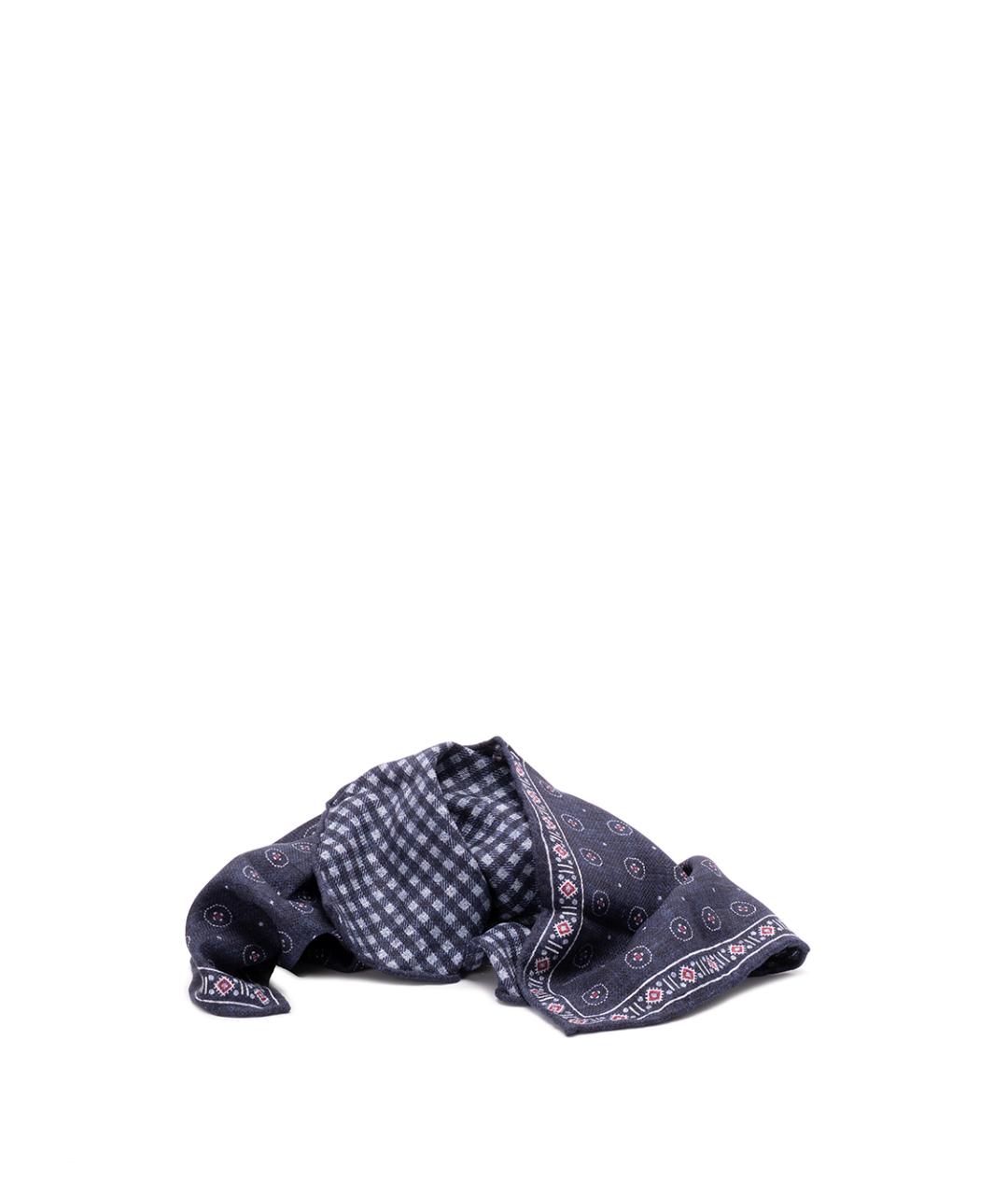 BRUNELLO CUCINELLI Синий шелковый шарф, фото 2