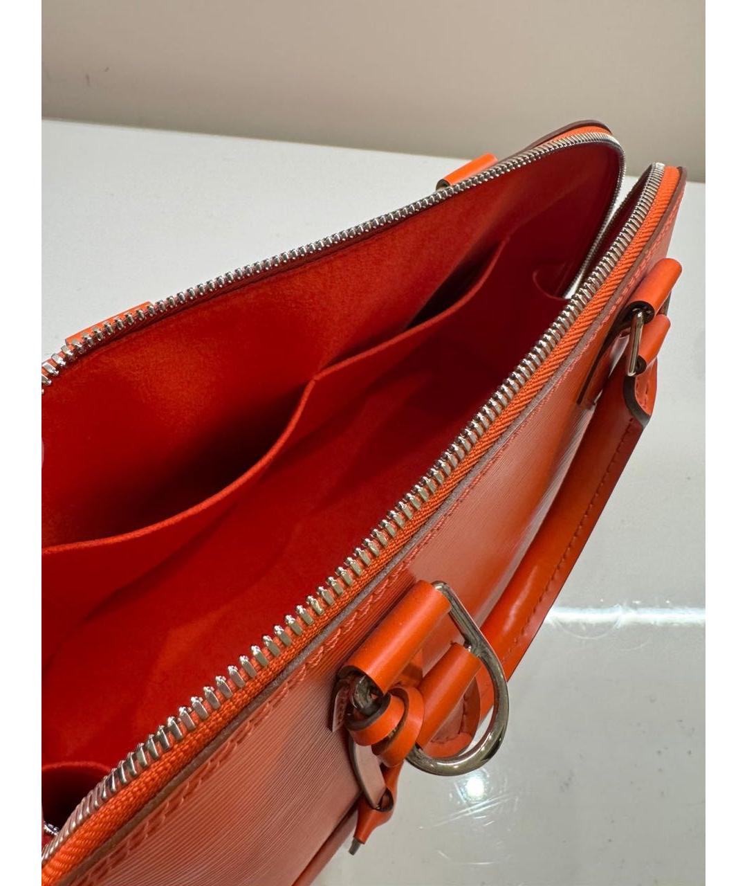 LOUIS VUITTON Оранжевая кожаная сумка с короткими ручками, фото 4