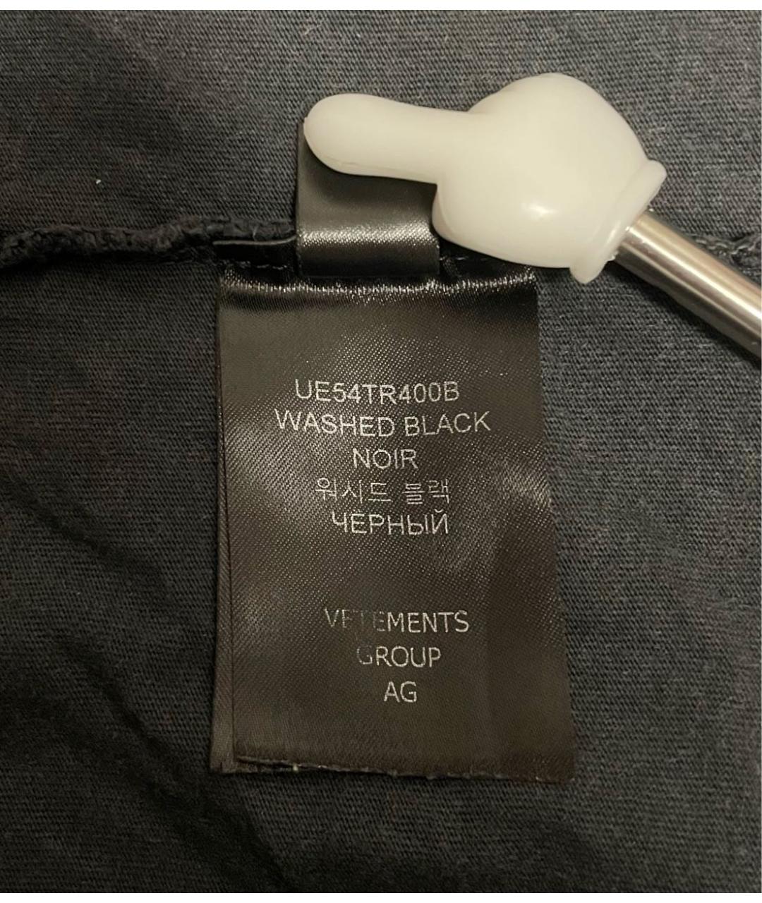 VETEMENTS Черная хлопковая футболка, фото 6