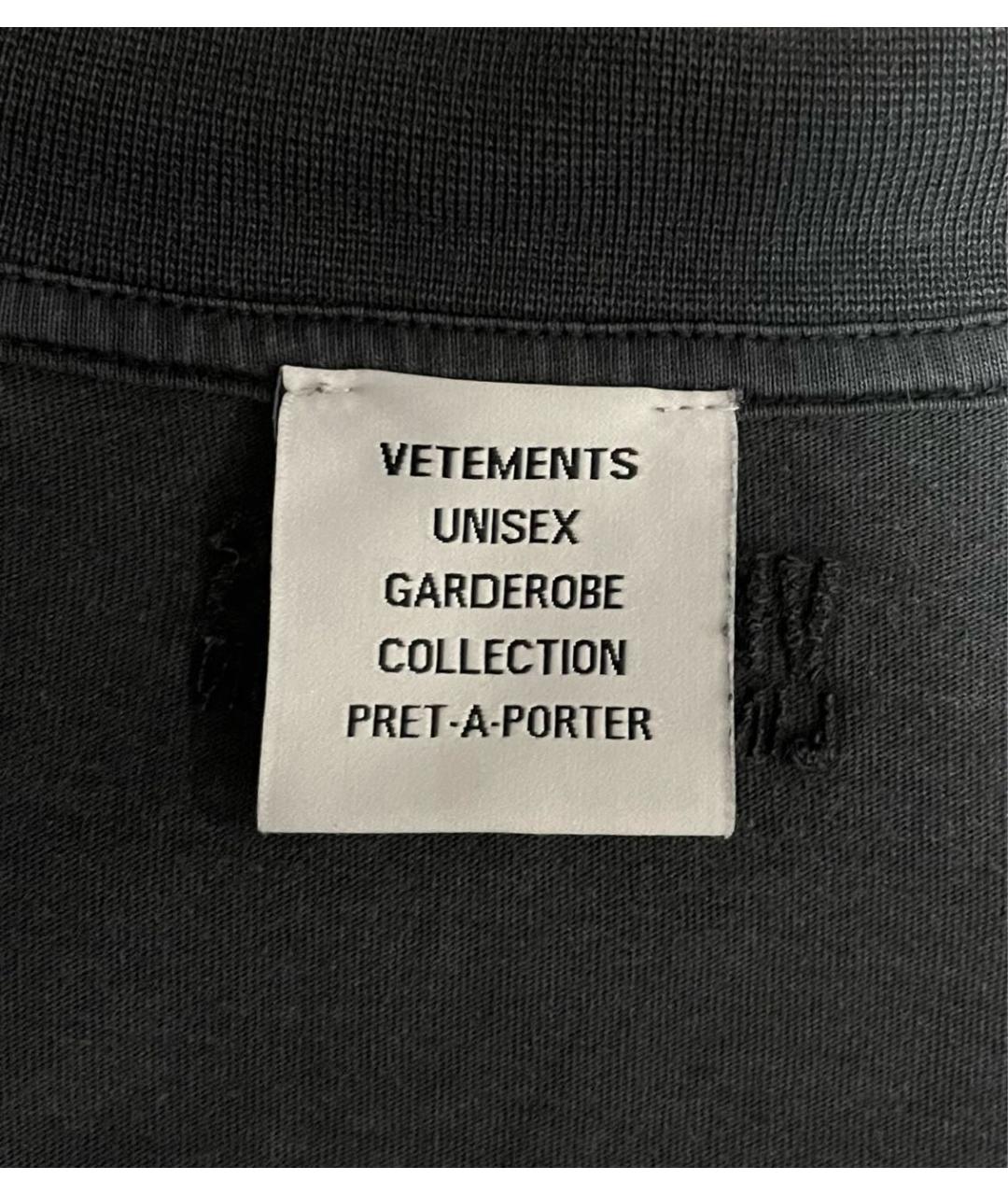 VETEMENTS Черная хлопковая футболка, фото 3