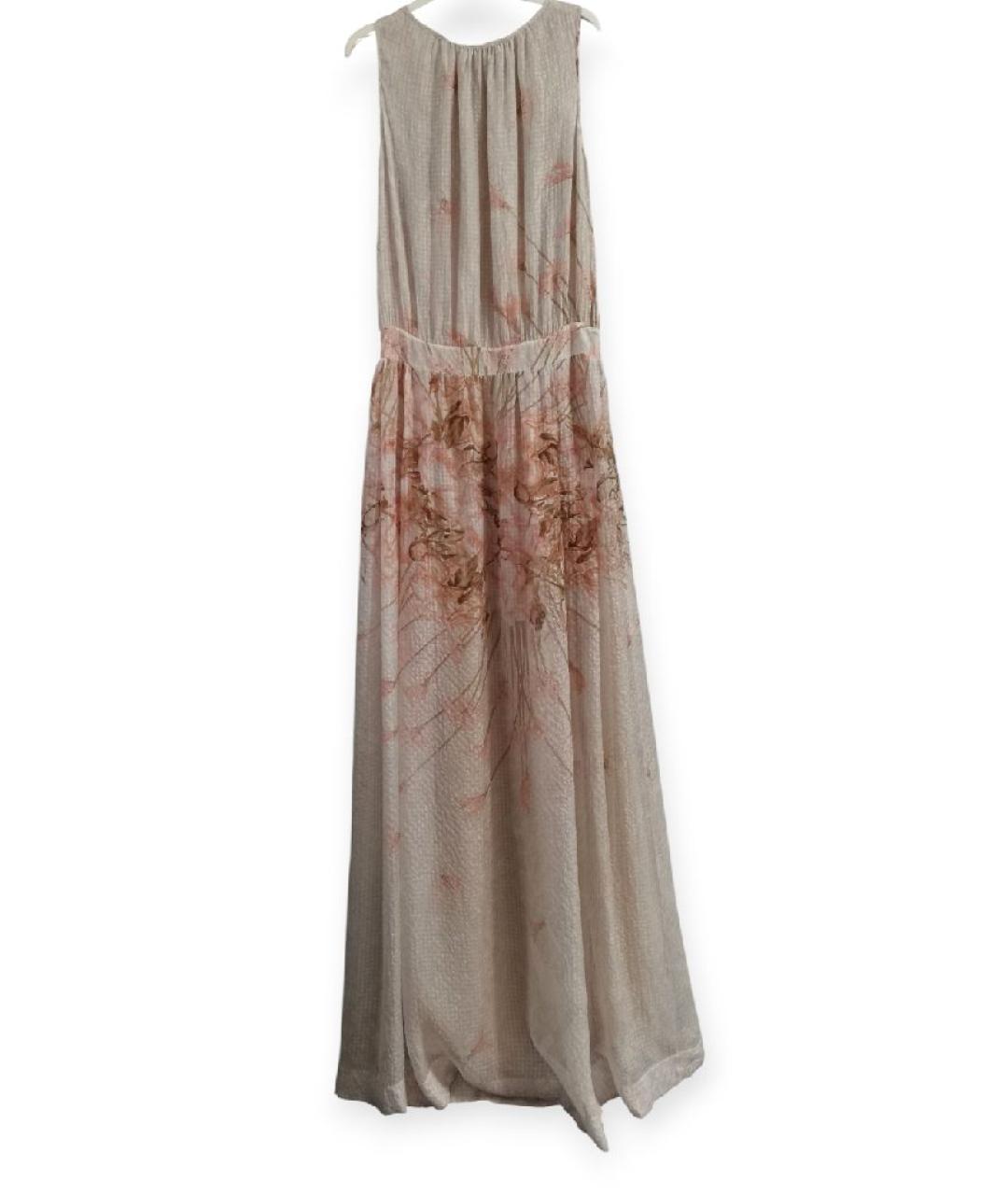 CAVALLI CLASS Бежевое шелковое повседневное платье, фото 2