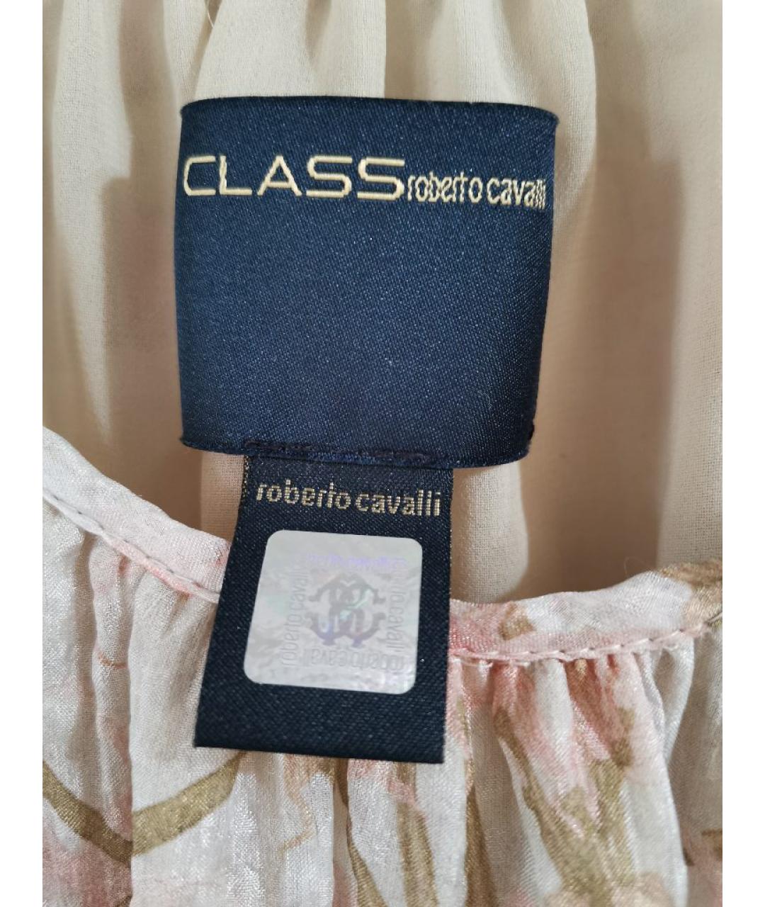 CAVALLI CLASS Бежевое шелковое повседневное платье, фото 3