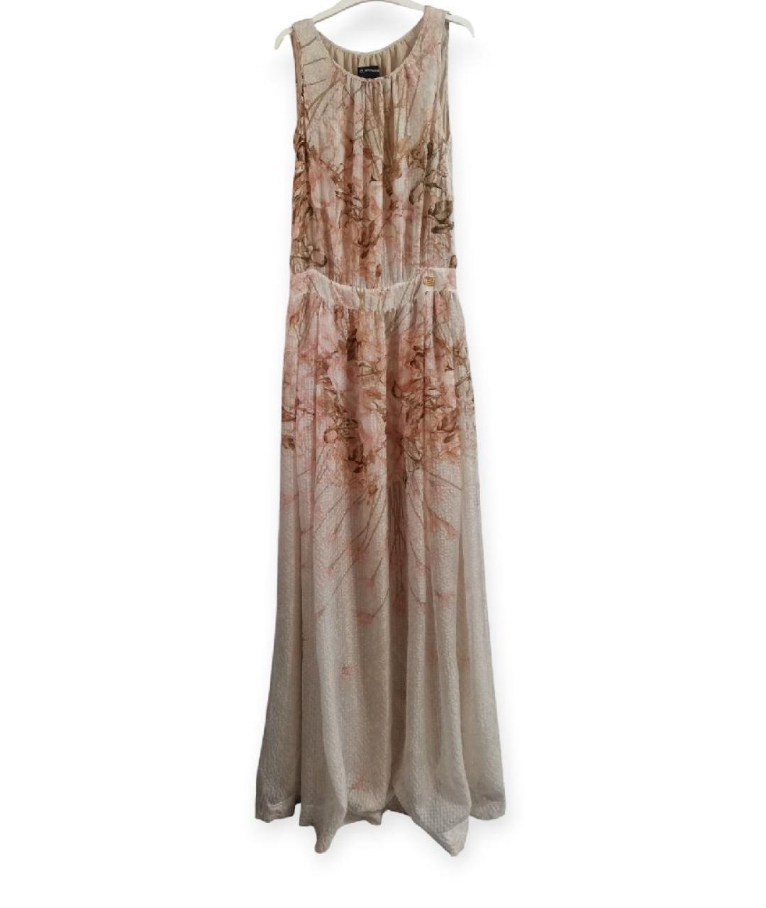 CAVALLI CLASS Бежевое шелковое повседневное платье, фото 1