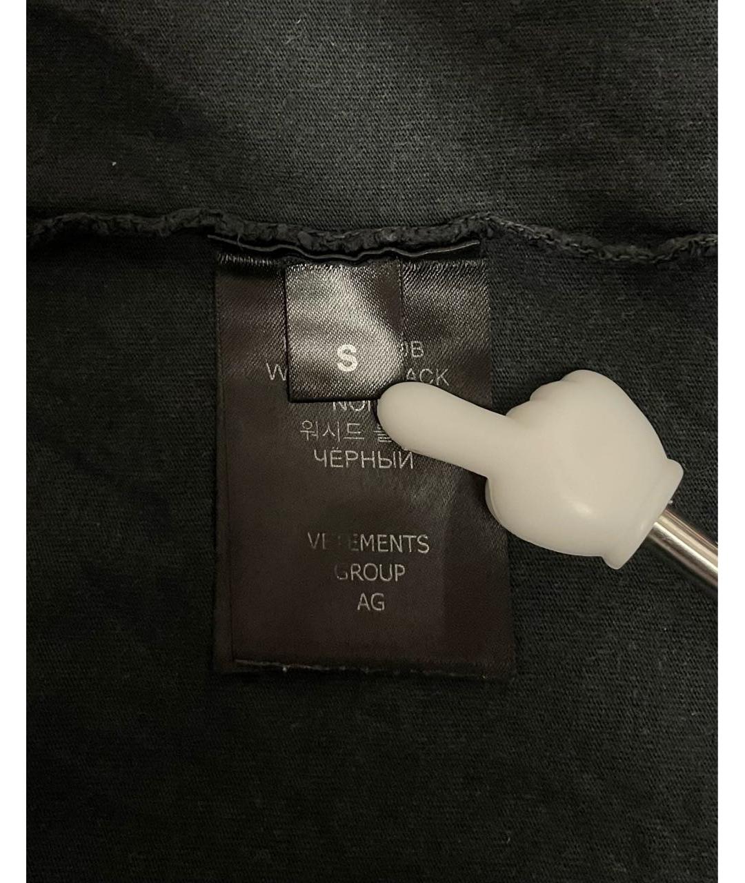 VETEMENTS Черная хлопковая футболка, фото 5