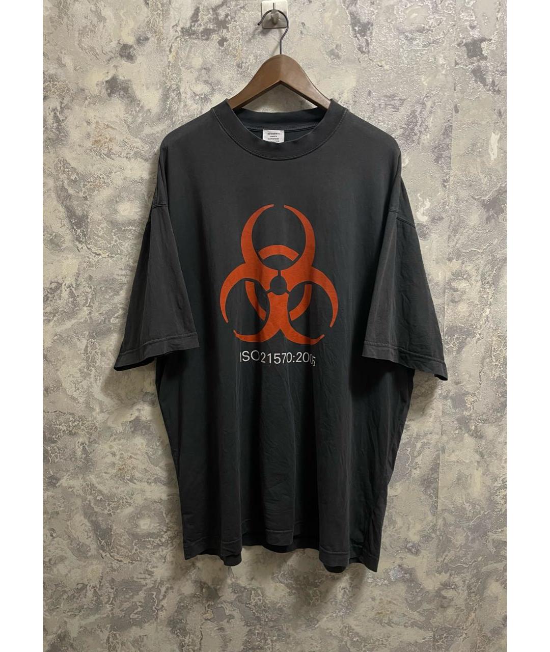 VETEMENTS Черная хлопковая футболка, фото 9