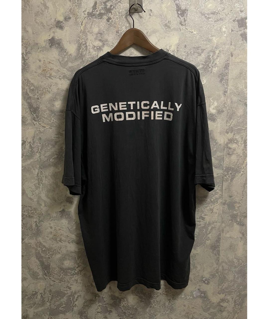 VETEMENTS Черная хлопковая футболка, фото 2