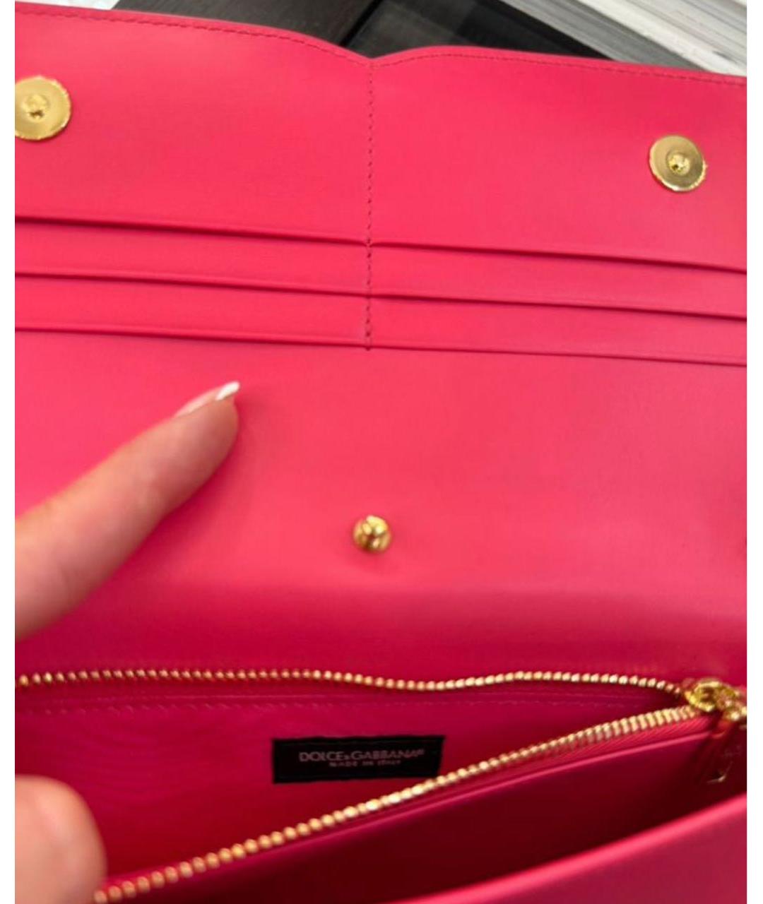 DOLCE&GABBANA Розовая кожаная сумка с короткими ручками, фото 4