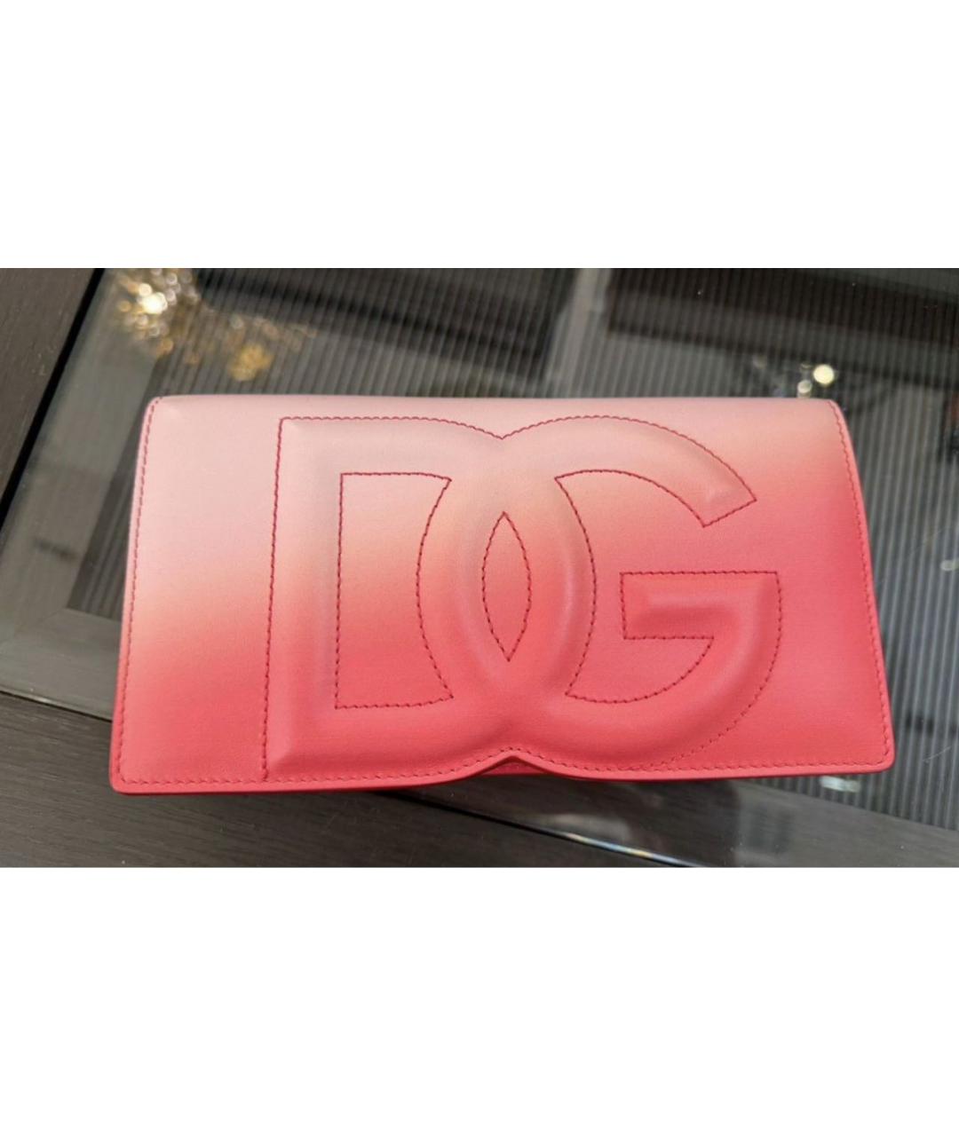 DOLCE&GABBANA Розовая кожаная сумка с короткими ручками, фото 8