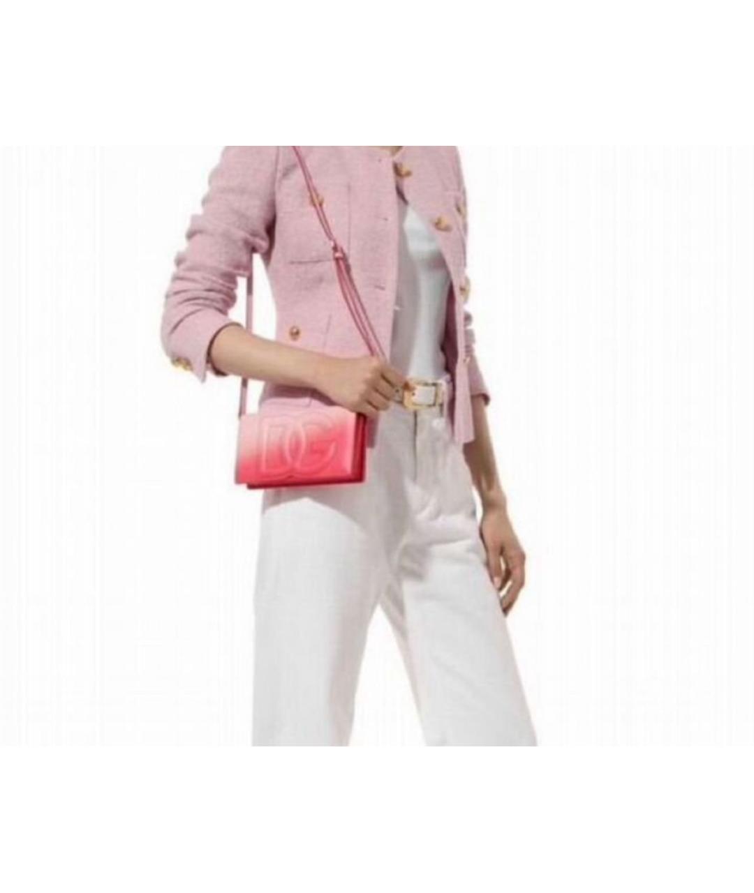 DOLCE&GABBANA Розовая кожаная сумка с короткими ручками, фото 7