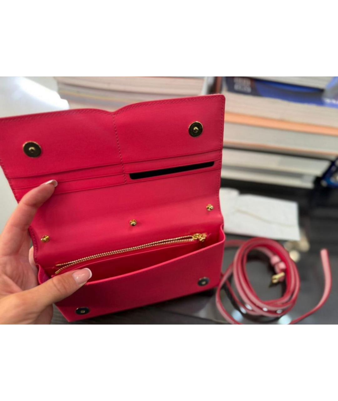 DOLCE&GABBANA Розовая кожаная сумка с короткими ручками, фото 5