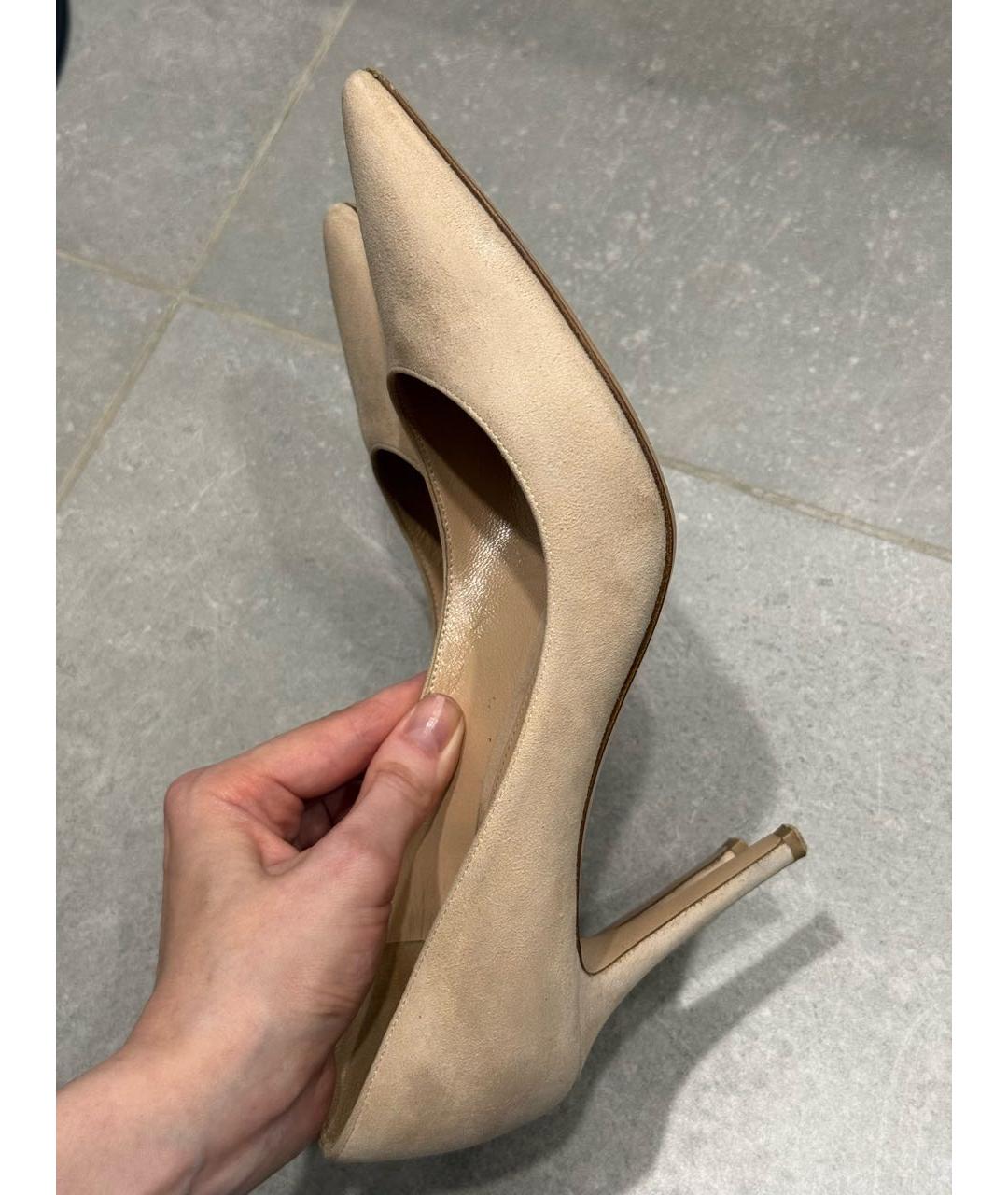 GIANVITO ROSSI Бежевые замшевые туфли, фото 5