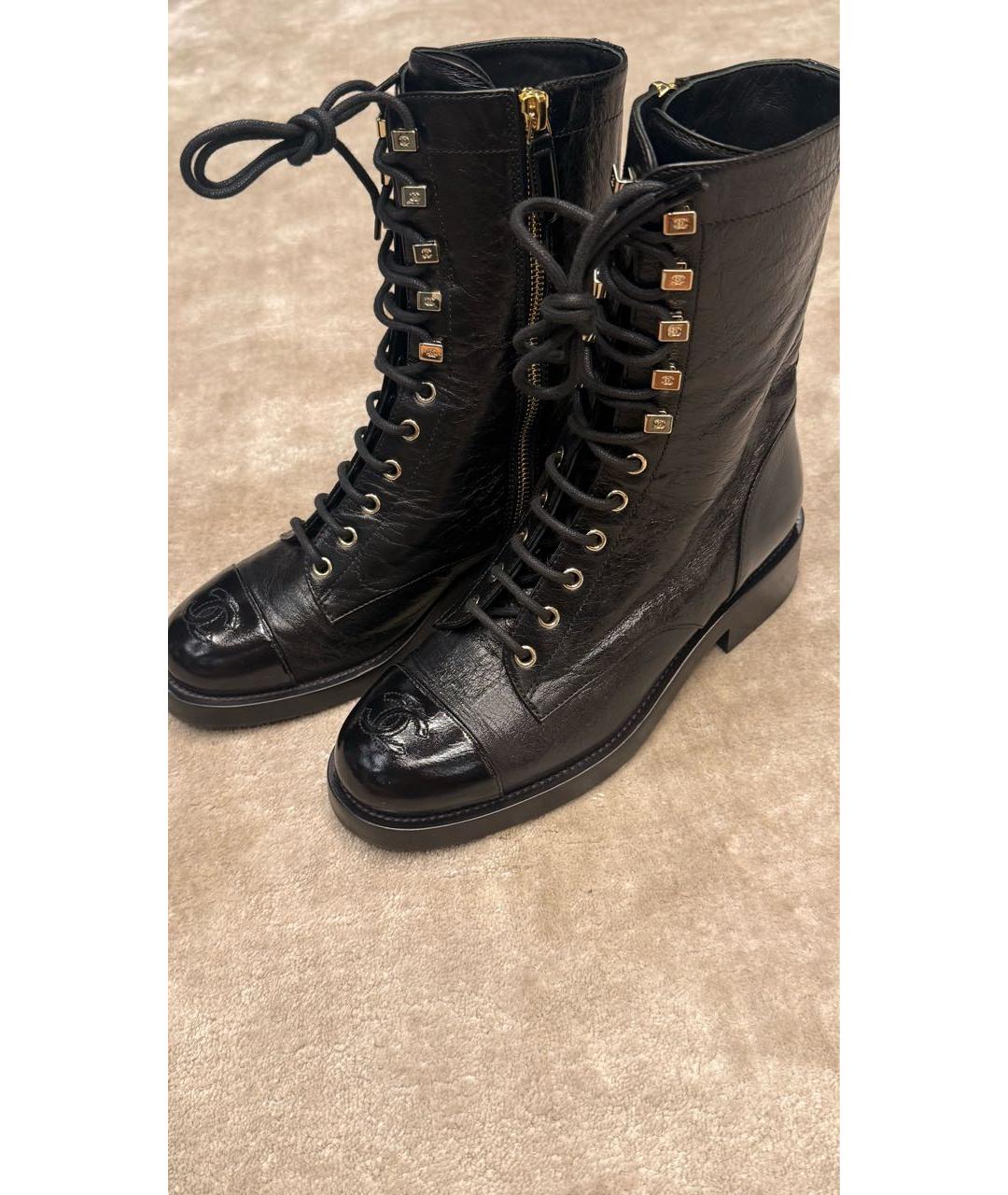 CHANEL Черные кожаные ботинки, фото 5
