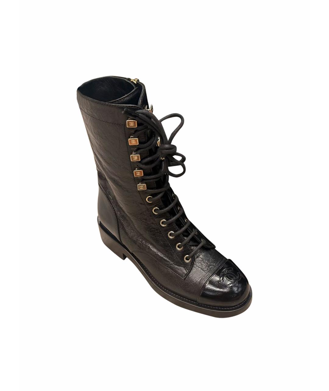 CHANEL Черные кожаные ботинки, фото 1