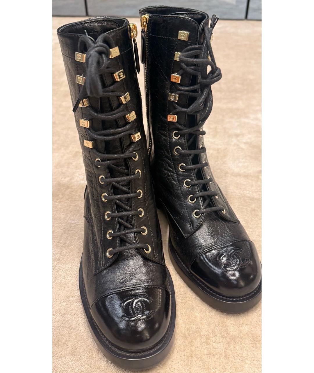 CHANEL Черные кожаные ботинки, фото 2