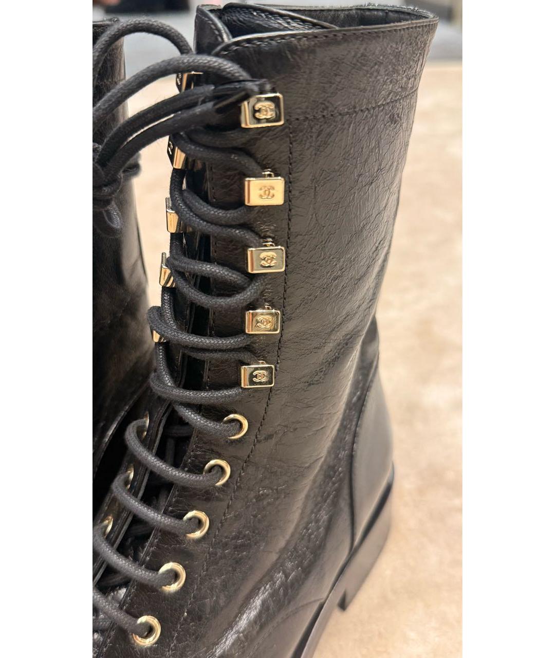 CHANEL Черные кожаные ботинки, фото 4