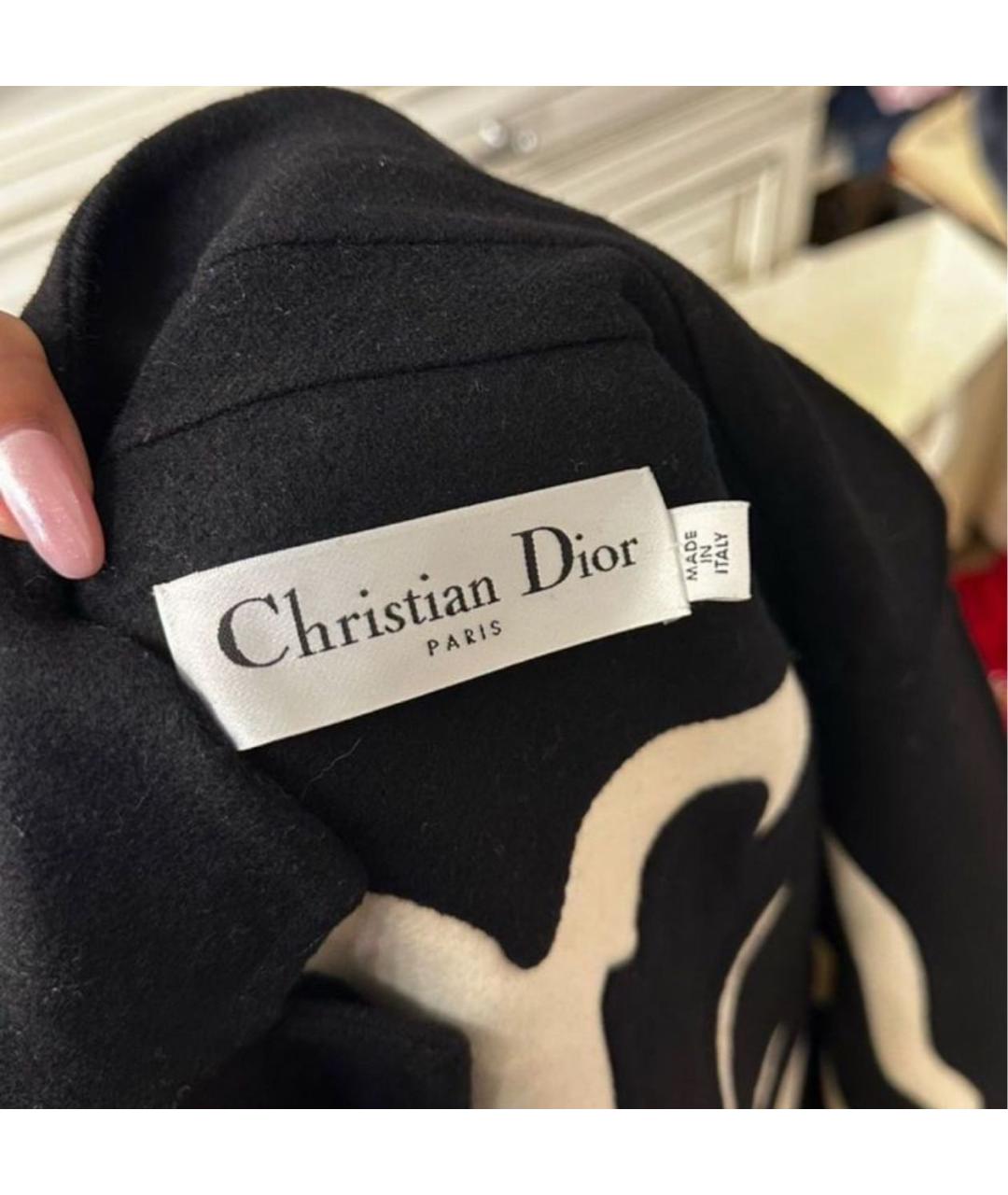 CHRISTIAN DIOR Черное шерстяное пальто, фото 4