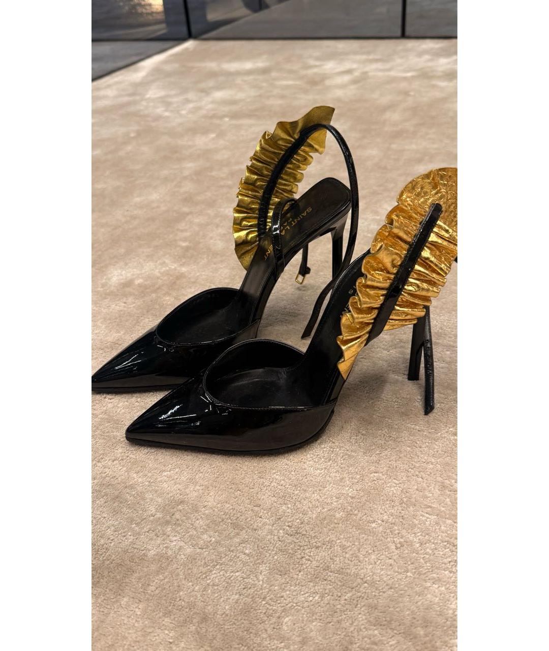 SAINT LAURENT Черные туфли из лакированной кожи, фото 5