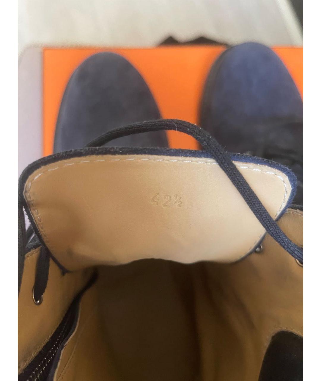 HERMES Темно-синие замшевые высокие ботинки, фото 2