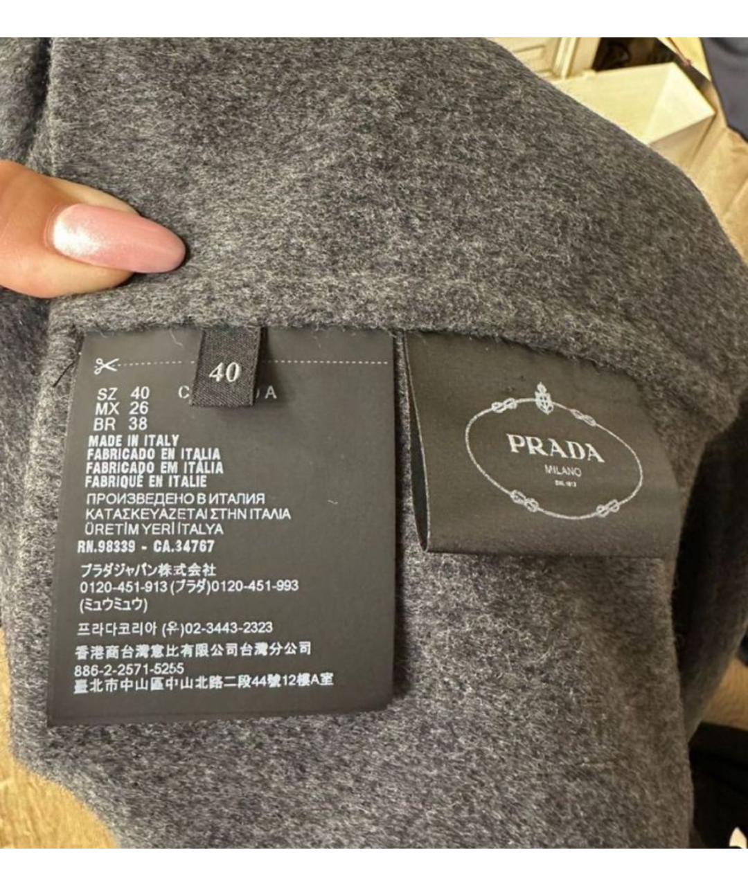 PRADA Антрацитовое шерстяное пальто, фото 4