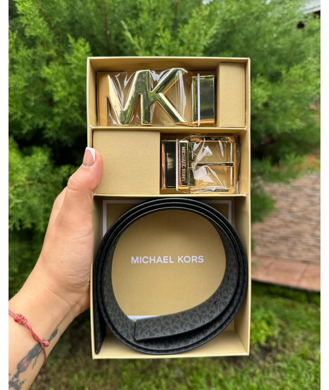 MICHAEL KORS Черный кожаный ремень, фото 2