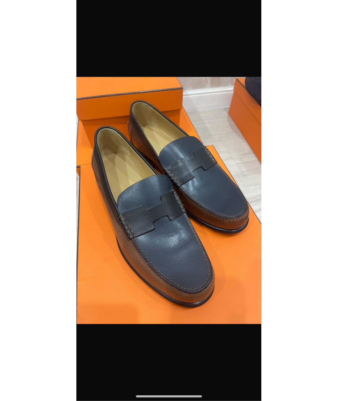 HERMES Коричневые кожаные лоферы, фото 2