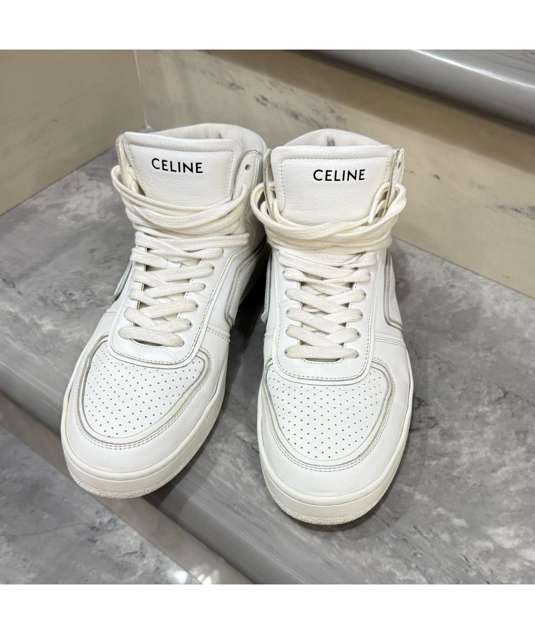 CELINE Белые кожаные кроссовки, фото 7