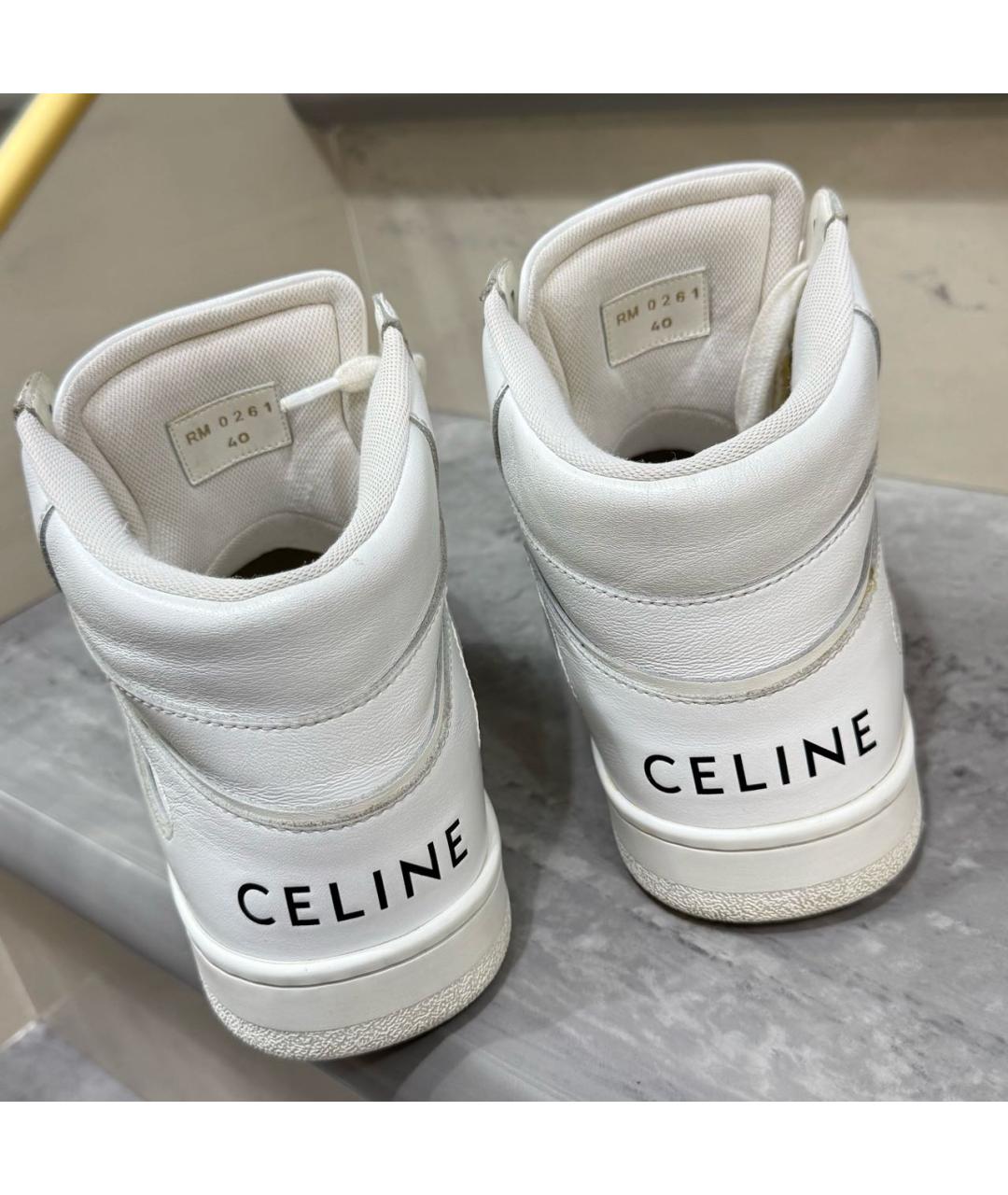 CELINE Белые кожаные кроссовки, фото 6