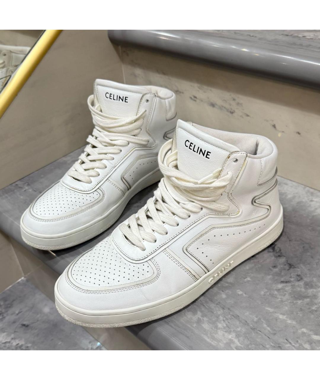 CELINE Белые кожаные кроссовки, фото 3