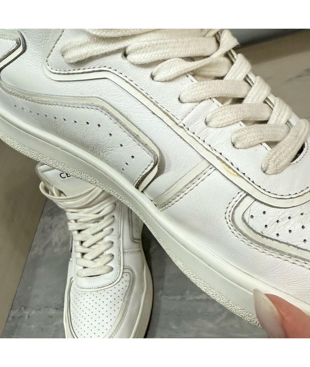 CELINE Белые кожаные кроссовки, фото 4
