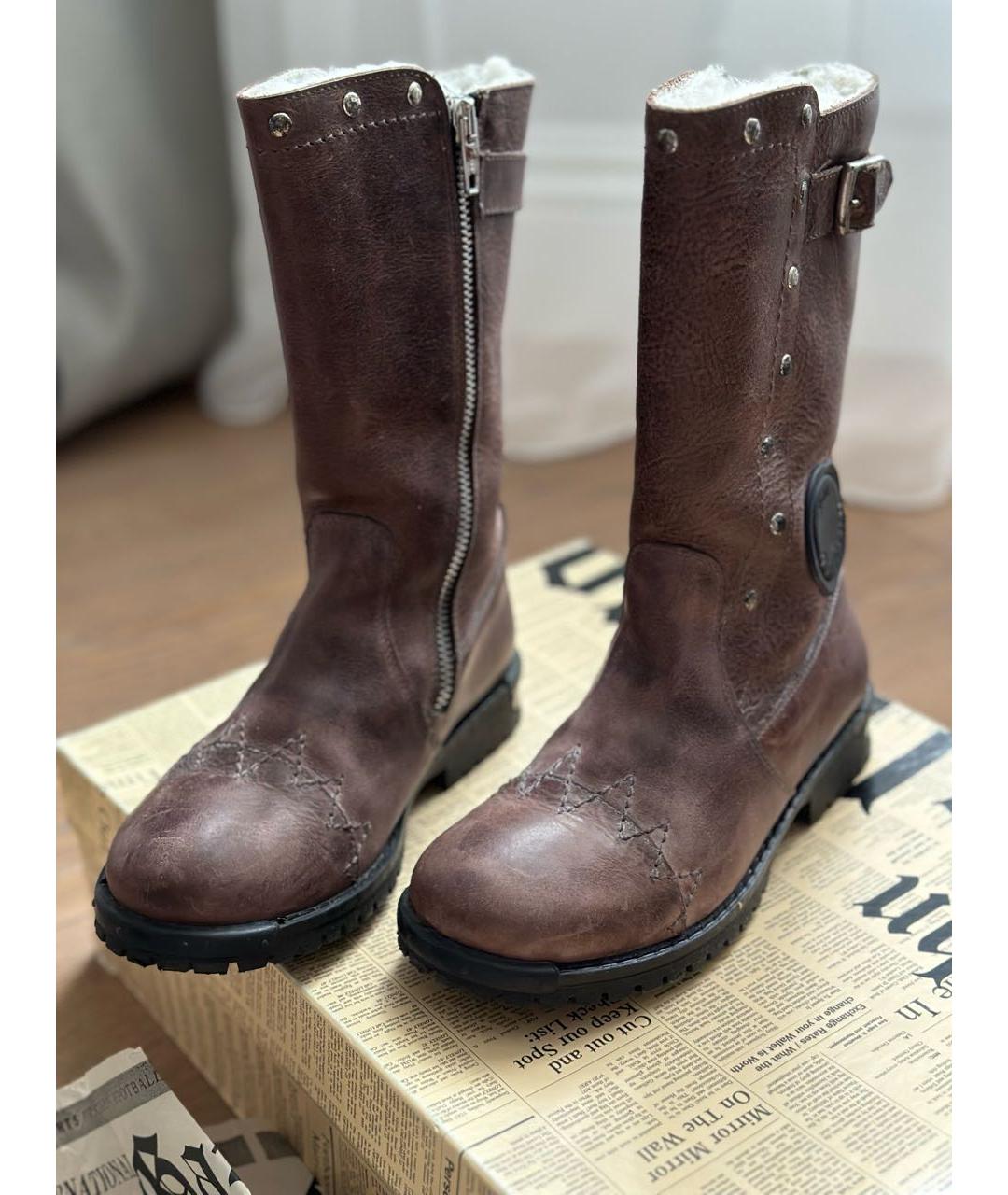 JOHN GALLIANO Коричневые кожаные сапоги, фото 2