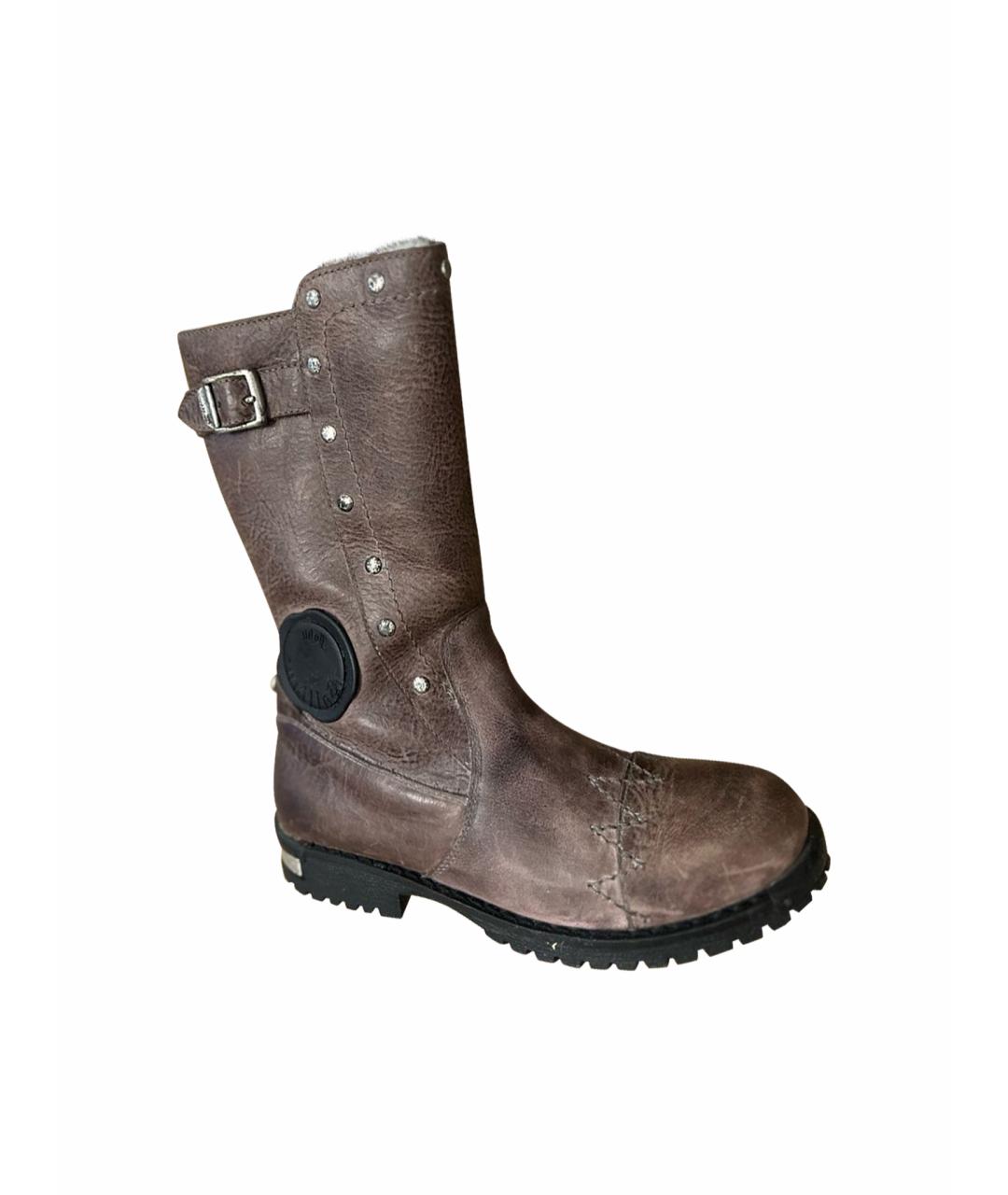 JOHN GALLIANO Коричневые кожаные сапоги, фото 1