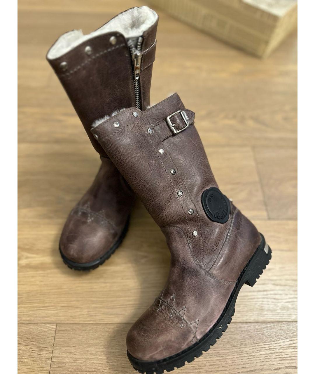 JOHN GALLIANO Коричневые кожаные сапоги, фото 5