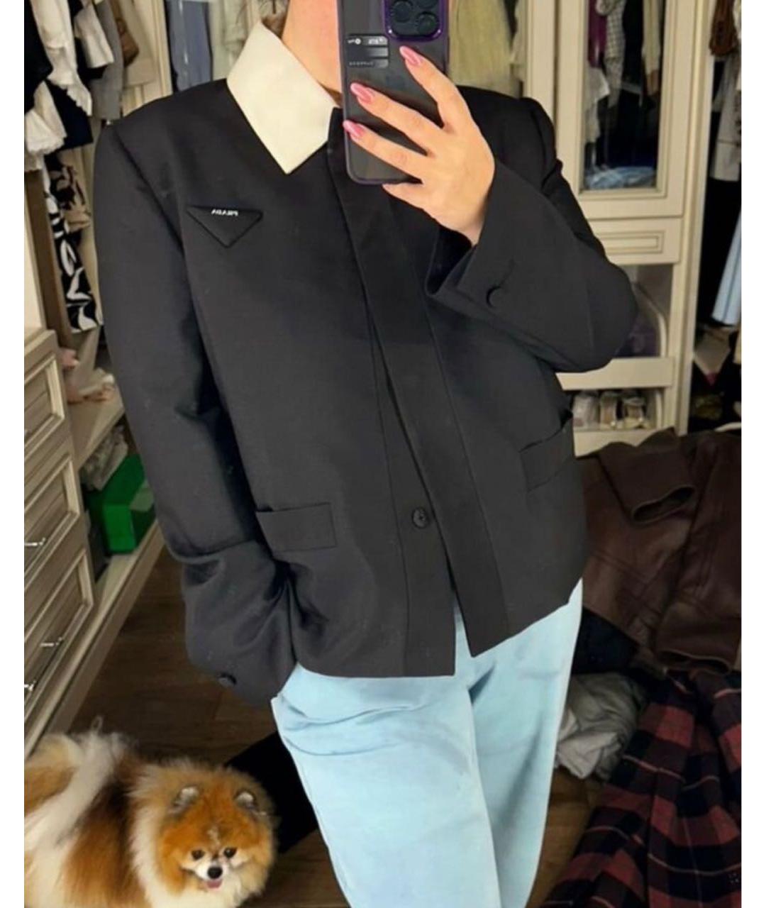 PRADA Черный шерстяной жакет/пиджак, фото 4