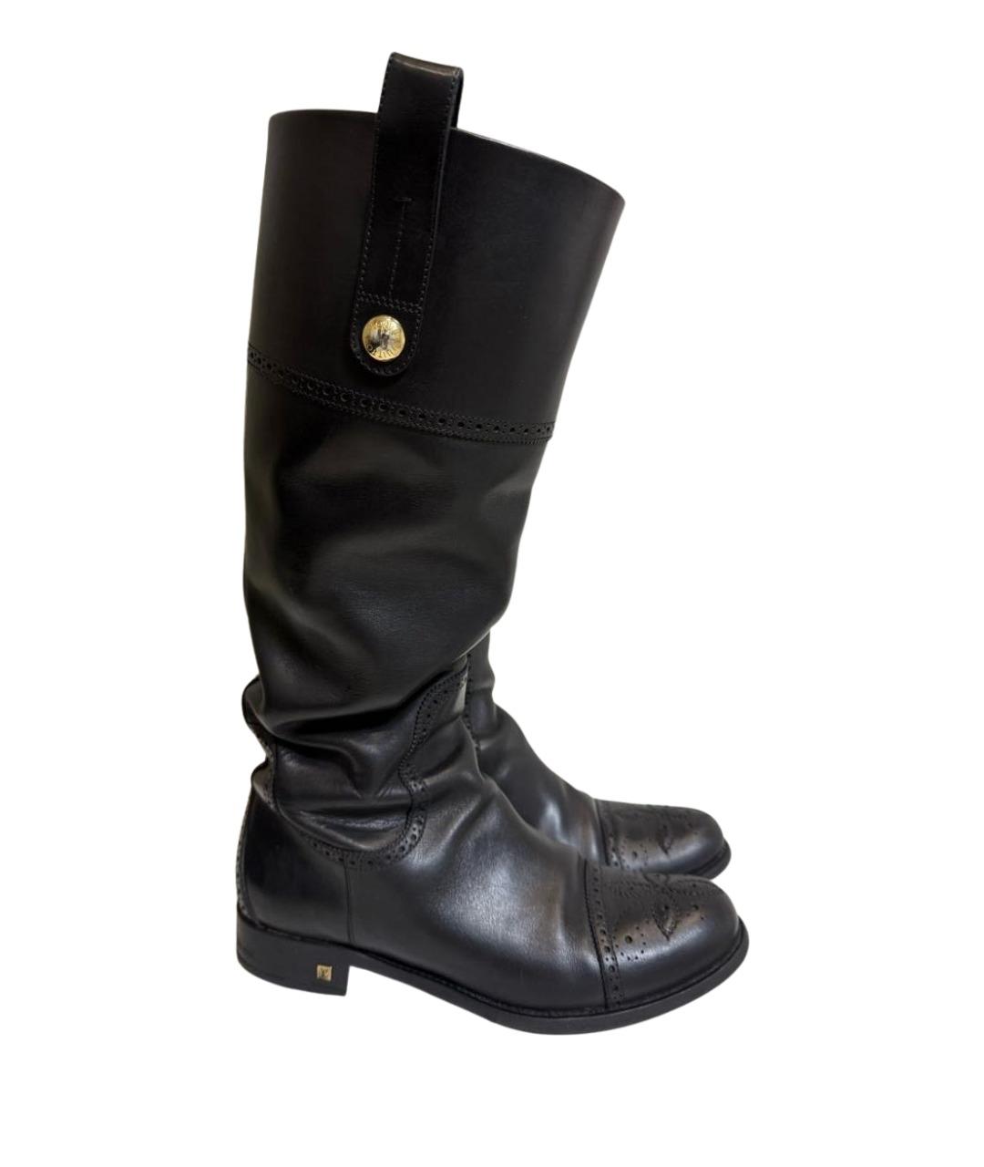 LOUIS VUITTON Черные кожаные сапоги, фото 1