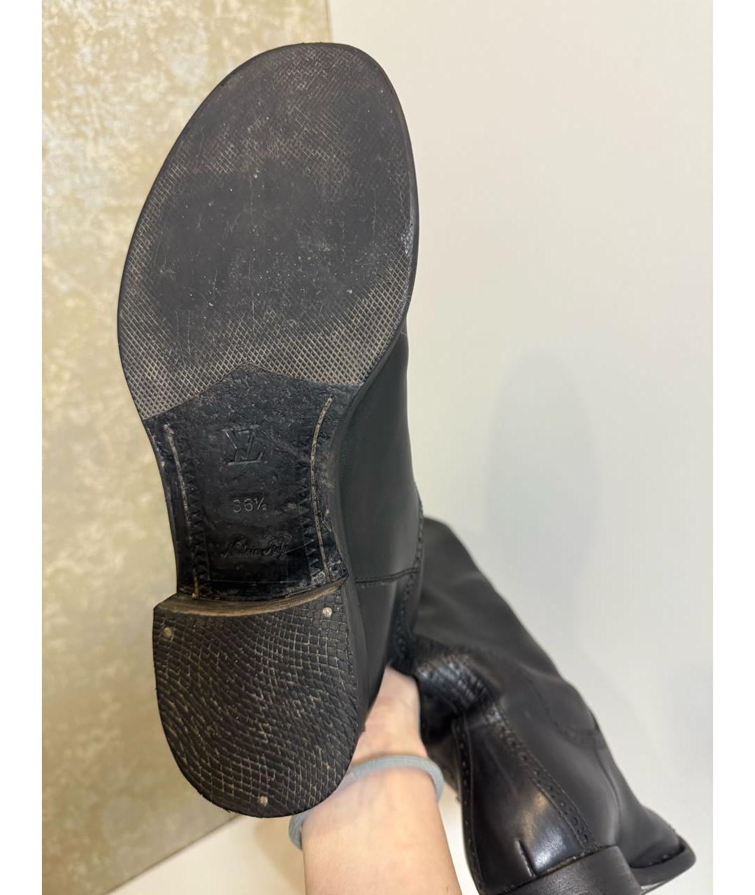 LOUIS VUITTON Черные кожаные сапоги, фото 7